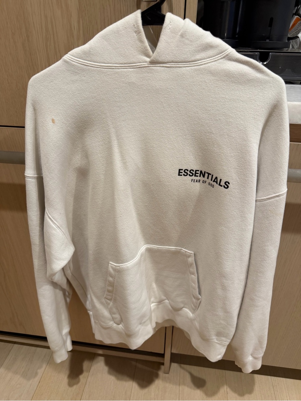 Fear of God Essentials Cream Crewneck Hoodie with Front Pocket